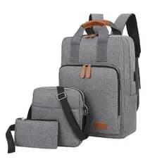 Nova mochila masculina Casual de três peças saco de escola viagem ao ar livre negócios computador mochila bolsa de ombro