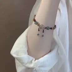 Retro estilo tibetano pulseira meninas nicho requintado novo estilo chinês estilo étnico pedra âmbar artesanal frisado p