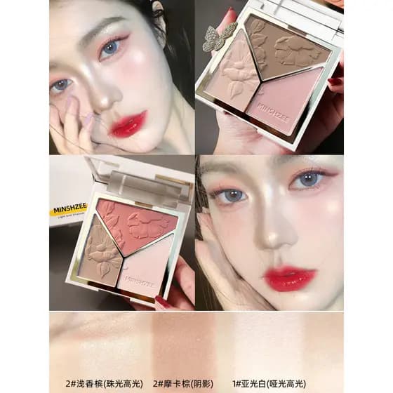 Matte fino piscando destacando paleta de contorno Glitter pó rosto iluminando nariz sombra sombra três em um destacando