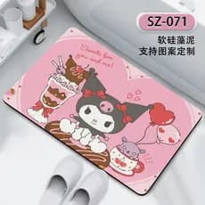 Tapete de chão de lama de diatomáceas Sanrio Kuromi Cartoon Tapete macio absorvente para porta de banheiro doméstico Tap
