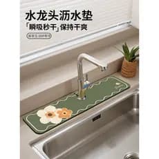 Almofada absorvente para torneira de lavatório, almofada de drenagem de bancada de cozinha cortável, porta-copos de lama