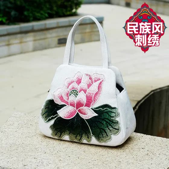Novo estilo estilo étnico Retro bordado saco de pano mão-transporte dupla camada bolsa do telefone móvel saco de armazen