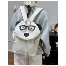 Bonito dos desenhos animados Panda mochila feminina estudante mochila leve mochila de viagem branco cordão mochila