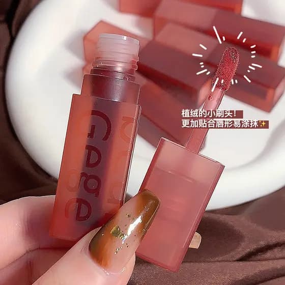 Gogo urso névoa macia almofada em pó labial creme labial fosco esmalte labial lama branco laranja rosa batom hidratante