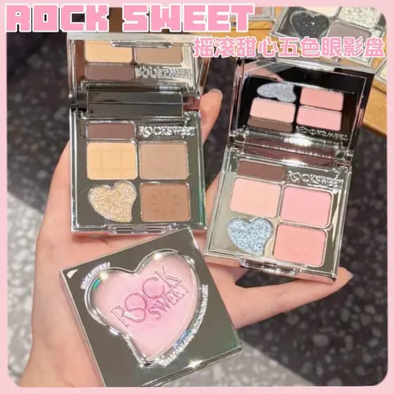 R ROCK SWEET ROCK Sweetheart Paleta de sombras de cinco cores Paleta de pó de sobrancelha Maquiagem fosca Sombra de cor