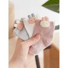 [3 pares] Meias infantis para bebês, meias para bebês, quatro estações, recém-nascidos, 0-6 meses, transparentes