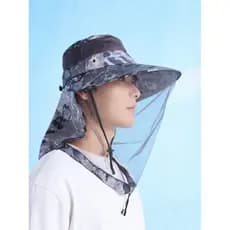 Anti-Mosquito verão masculino protetor solar chapéu de pesca apicultura máscara capa rosto cheio malha chapéu de sol noi