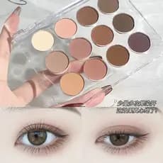 Paleta de sombras de doze cores transparente transparente perolado fosco Glitter leite chá terra cor confortável círculo