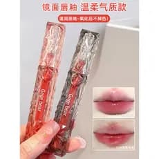 Gegebear espelho brilho de água esmalte labial cristal transparente diamante brilho labial genuíno copo antiaderente bar