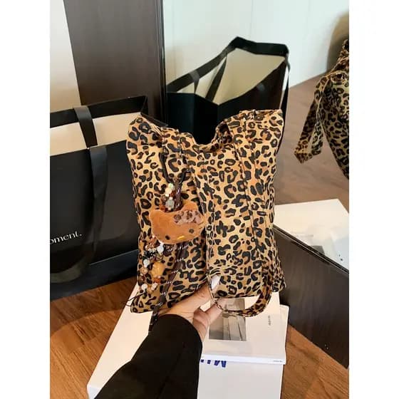 Bolsa feminina com estampa de leopardo, 2025, verão, linha moderna, Super quente, bolsa de ombro, grande capacidade, Hig