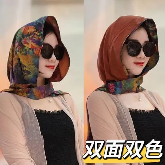 Primavera verão novo estilo dupla face de duas cores perfumado nuvem fio lenço de seda chapéu viagem foto protetor solar