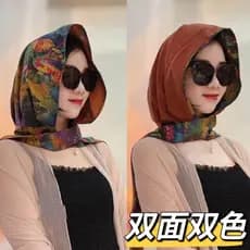 Primavera verão novo estilo dupla face de duas cores perfumado nuvem fio lenço de seda chapéu viagem foto protetor solar