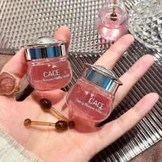 Pequeno pote de mel flor de cerejeira máscara labial esfoliante pele morta desbotamento linhas labiais bálsamo labial fe