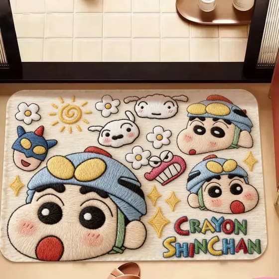 Crayon Shin-Chan tapete de chão de banheiro, lama de diatomáceas, porta de banheiro, cozinha, banheiro, antiderrapante,
