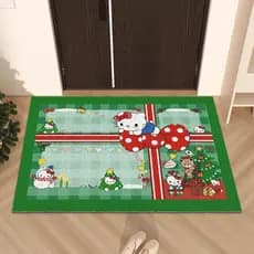 Natal olá Kitty anel de seda tapete porta entrada antiderrapante pé tapete novo estilo porta de entrada resistente à suj
