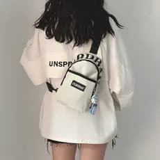 Bolsa de peito japonesa feminina ins na moda pequena bolsa mensageiro menino pequena mochila Casual bolsa de lona mensag
