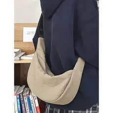 Estilo japonês Design plissado grande capacidade saco feminino 2026 novo estilo outono alça de ombro larga textura náilo