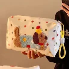 Bonito cão saco cosmético grande capacidade feminino portátil 2025 novo estilo cuidados com a pele produto armazenamento