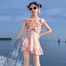 Meninas meninas maiô 2026 novo estilo crianças estilo ocidental princesa saia maiô meninas grandes crianças verão maiô d