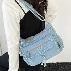 Primavera nova chegada simples Casual Denim senhoras de um ombro mensageiro na moda legal pequeno saco de compras viagem