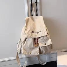 Verão versão coreana novo estilo 2025 simples ferramentas cordão mochila All-Match Multi-bolso estilo Preppy mochila de