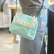 Pequeno fresco Bowknot bordado pequeno quadrado saco feminino All-Match estudante saco do mensageiro simples menina Flip
