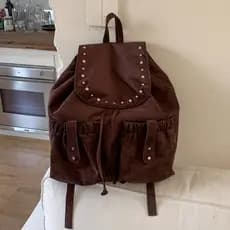 Clássico versão coreana moda salgueiro prego ferramentas grande capacidade Super textura mochila de couro Campus trabalh