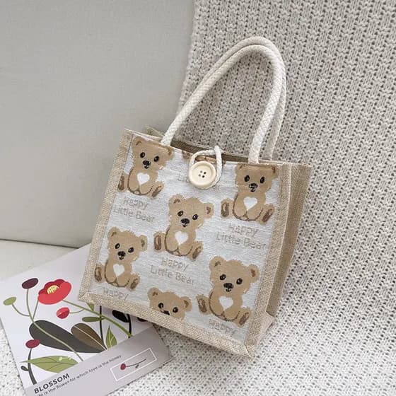 Bolsa Tote de linho para transporte de mão, bolsa feminina 2022, novo estilo, lancheira Fashion, bolsa de lona japonesa