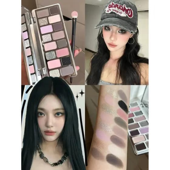 Um Deus da Vedação!Frio baixa saturação rosa roxo 16 cores rosa paleta de sombras fosco Glitter polarizado relógio puro