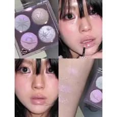 Sensação de Frio Lilás Roxo Da Shi!Paleta de sombras de quatro cores coreano perolado fino piscando bicho da seda ilumin