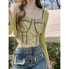 Preferido francês Floral renda linda volta roupa interior feminina puro desejo fundo fixo Anti-reflexo camisola tubo top