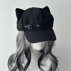 2026 novo estilo amor gato orelha chapéu chapéu bidimensional cultura asiática bonito fivela de couro boné de pico boina