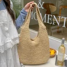 Novo estilo de férias bolsa de palha bolsa de ombro novo estilo sacola grande capacidade Casual portátil tecido estilo é