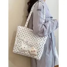 Coreano bonito bolinhas menina amor coração dor saco 2026 novo estilo grande capacidade de um ombro sacola estilo Preppy
