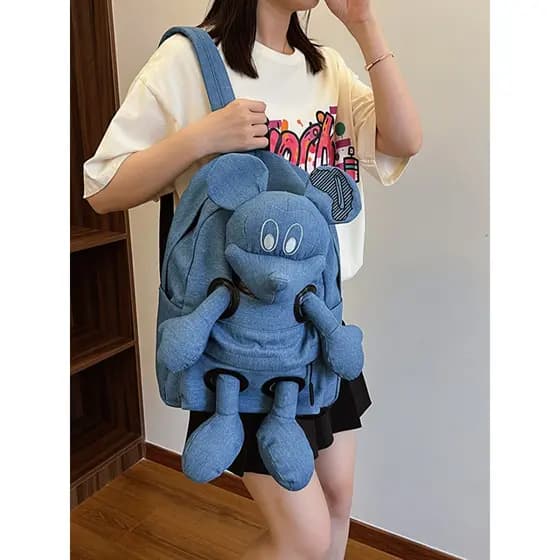 Street Wear Super quente saco dos desenhos animados boneca mochila bonito mochila grande capacidade Campus estudante uni