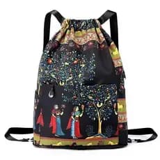 Saco de viagem dobrável saco de cordão mochila feminina leve simples saco de escola cordão grande capacidade mochila de