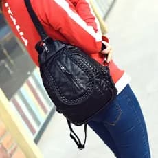 Mochila de ombro dupla utilização couro lavado senhoras pequena mochila 2024 novo estilo Mini mochila feminina versão co