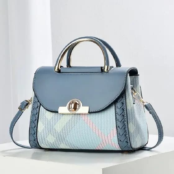 2025 novo estilo europeu americano moda All-Match lichia padrão simples tecer barril pequeno quadrado saco bolsa travess