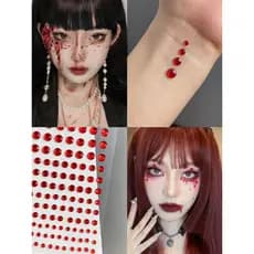 Halloween sangue diamante mal menina vara diamante barra maquiagem strass diamante lantejoulas brilhante diamante lágrim