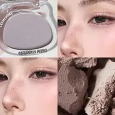 Reparação Roxo Cinza Frio!Limeng Blush de contorno de alto brilho, pó multiuso, encolher de baixa saturação, pele de oli