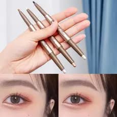 Caneta criadora de duas cabeças deitado bicho da seda caneta maquiagem para os olhos feminino perolado deitado cigarra c