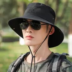 Chapéu de balde masculino pesca chapéu de sol verão ao ar livre grande circunferência da cabeça chapéu de sol chapéu de