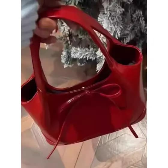 Retro vermelho arco sacola feminina outono inverno grande capacidade de um ombro axilas saco Commuter todos @