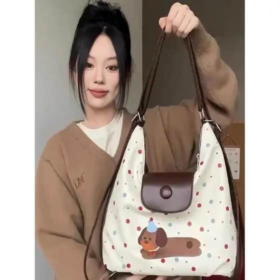 2026 outono inverno Chocolate filhote de cachorro bolinhas nuvem saco feminino novo estilo Preppy mochila Casual ombro s