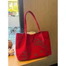 Bolsa de lona de desenho animado, grande capacidade, HelloKitty, novo estilo, sacola, bolsa de ombro Casual