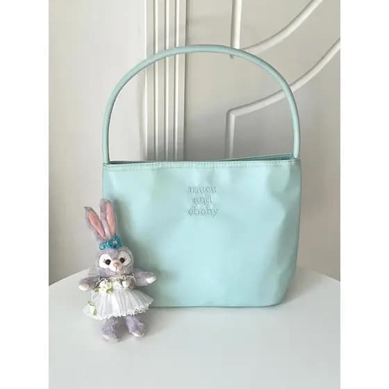 Bolsa balde portátil feminina 2026 novo estilo Popular verão verde axilas bordado bolsa de pano de náilon bolsa de ombro