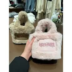 2026 outono inverno novo estilo rosa bonito peludo saco de pelúcia balde saco feminino peludo carta ombro saco do mensag
