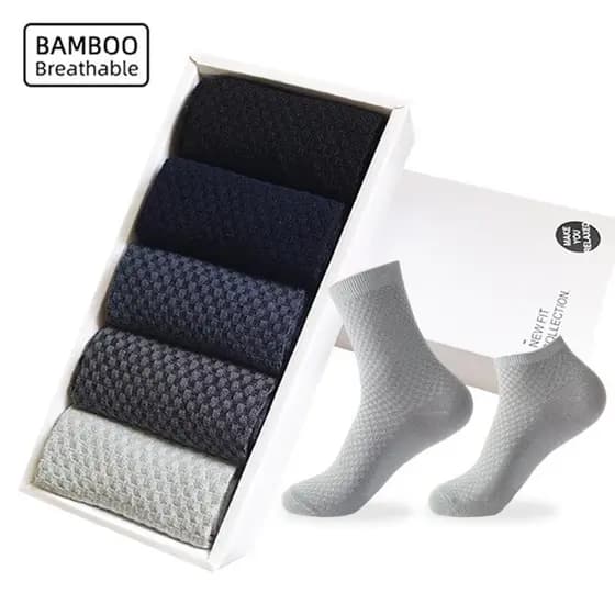 Meias de fibra de bambu meias masculinas primavera verão Mid-Tube simples carvão de bambu meias casuais preto respirável