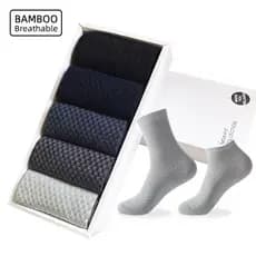 Meias de fibra de bambu meias masculinas primavera verão Mid-Tube simples carvão de bambu meias casuais preto respirável