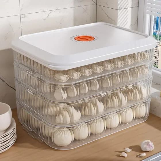 Caixa de bolinho doméstico de qualidade alimentar cozinha geladeira caixa de armazenamento bolinho Wonton organizador ca